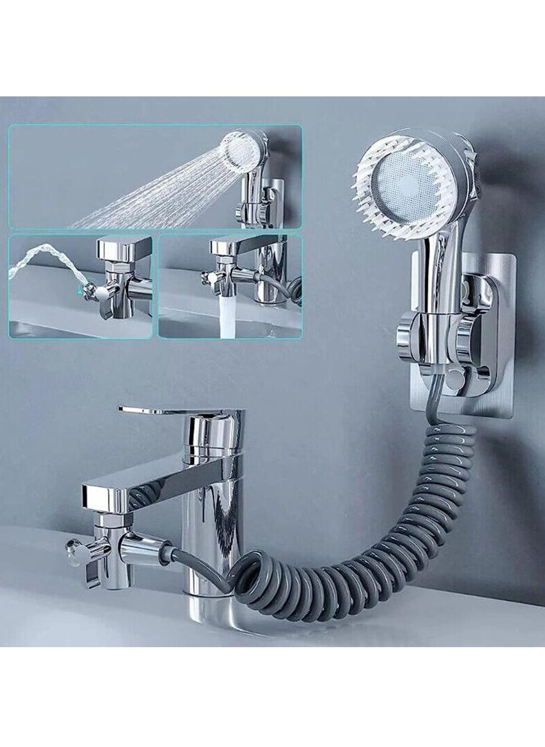 MODERN HOME - Multifunction Universal Water Taps, Multi Function Faucet Attachment, 3 in 1 Multifunction Universal Water Taps with 360° Rotating Faucet and Massage Shower Head - Upgrade (Silver) - Image 1