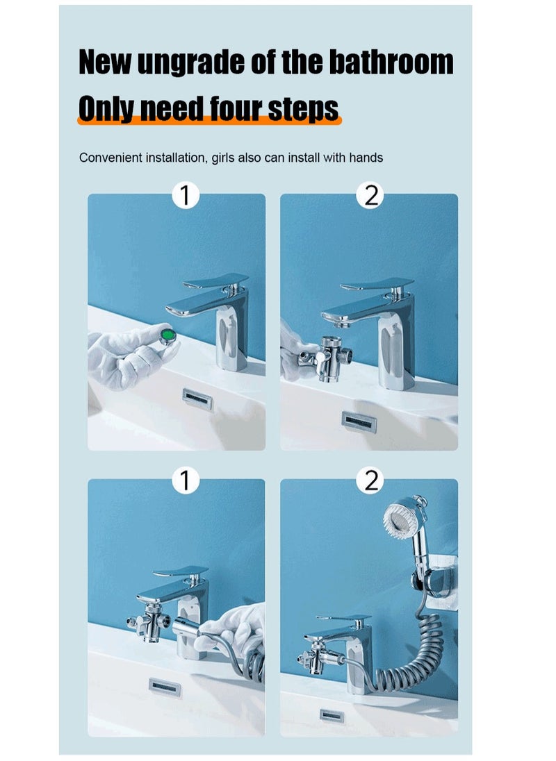 MODERN HOME - Multifunction Universal Water Taps, Multi Function Faucet Attachment, 3 in 1 Multifunction Universal Water Taps with 360° Rotating Faucet and Massage Shower Head - Upgrade (Silver) - Image 1