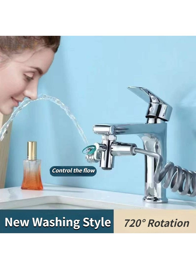 MODERN HOME - Multifunction Universal Water Taps, Multi Function Faucet Attachment, 3 in 1 Multifunction Universal Water Taps with 360° Rotating Faucet and Massage Shower Head - Upgrade (Silver) - Image 1