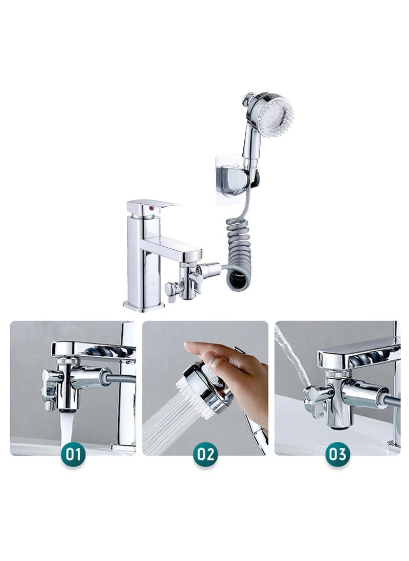 MODERN HOME - Multifunction Universal Water Taps, Multi Function Faucet Attachment, 3 in 1 Multifunction Universal Water Taps with 360° Rotating Faucet and Massage Shower Head - Upgrade (Silver) - Image 1