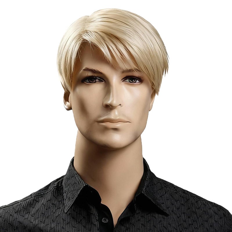 Kalyss 8" Short Straight Men's Blonde Color Wig Heat Resistant Synthetic Hair Wig (blonde) - Image 1