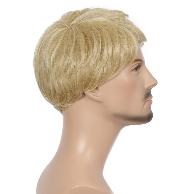 Kalyss 8" Short Straight Men's Blonde Color Wig Heat Resistant Synthetic Hair Wig (blonde) - Image 5
