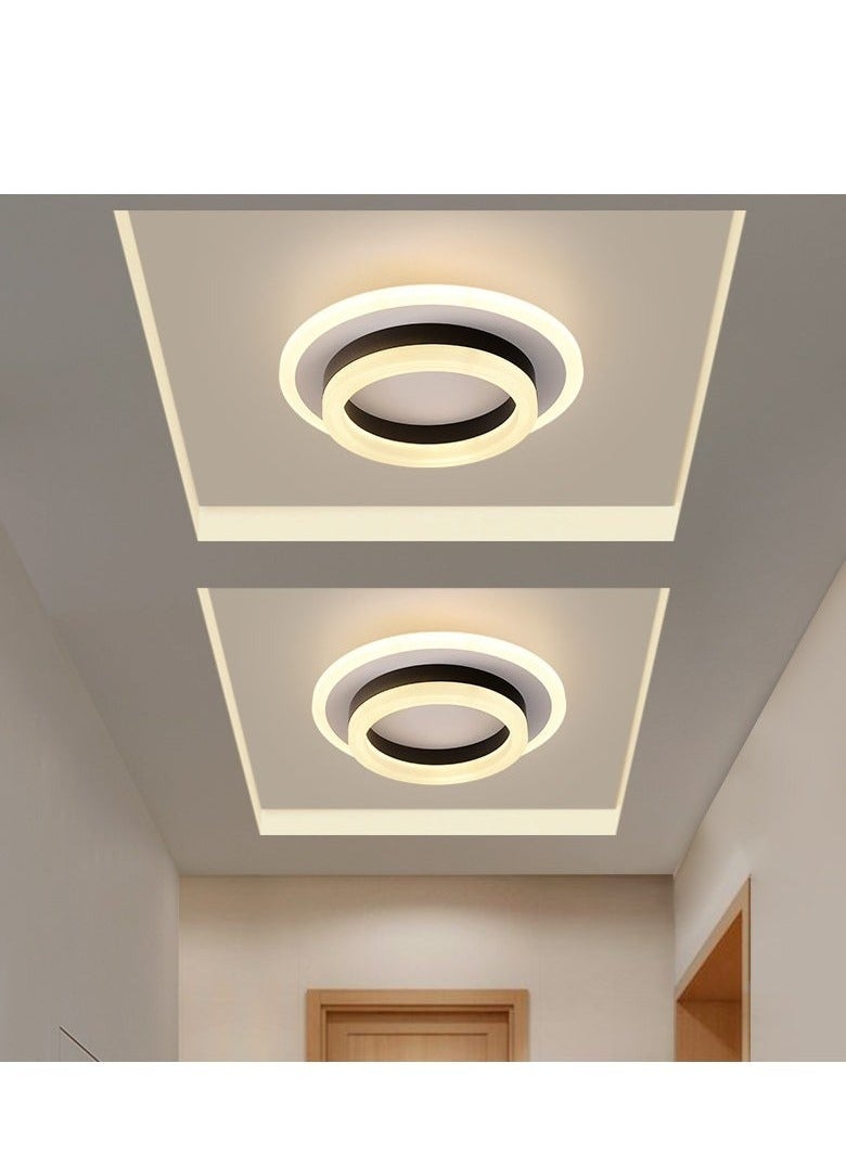 XiuWoo Round Modern Led Ceiling Light Fixture, Three-color lighting 20W LED Flush Mount Ceiling Lamp, Black Small Hallway Ceiling Light for Dining Room Bedroom Kitchen Bathroom Entryway - Image 4