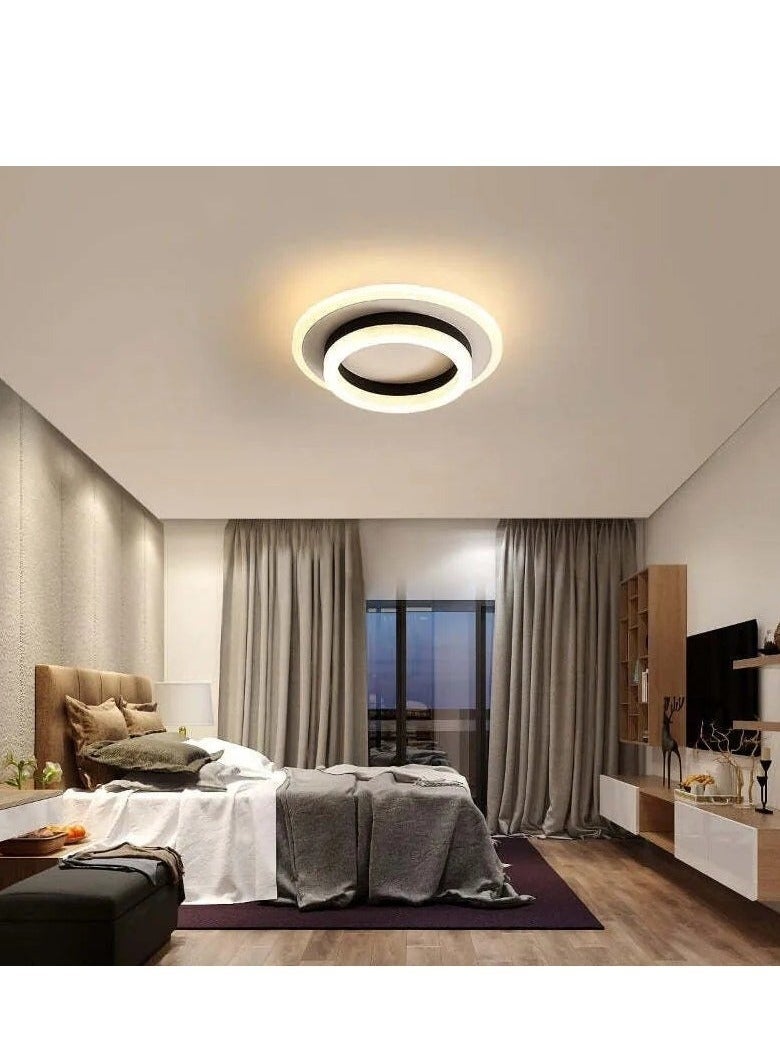 XiuWoo Round Modern Led Ceiling Light Fixture, Three-color lighting 20W LED Flush Mount Ceiling Lamp, Black Small Hallway Ceiling Light for Dining Room Bedroom Kitchen Bathroom Entryway - Image 5