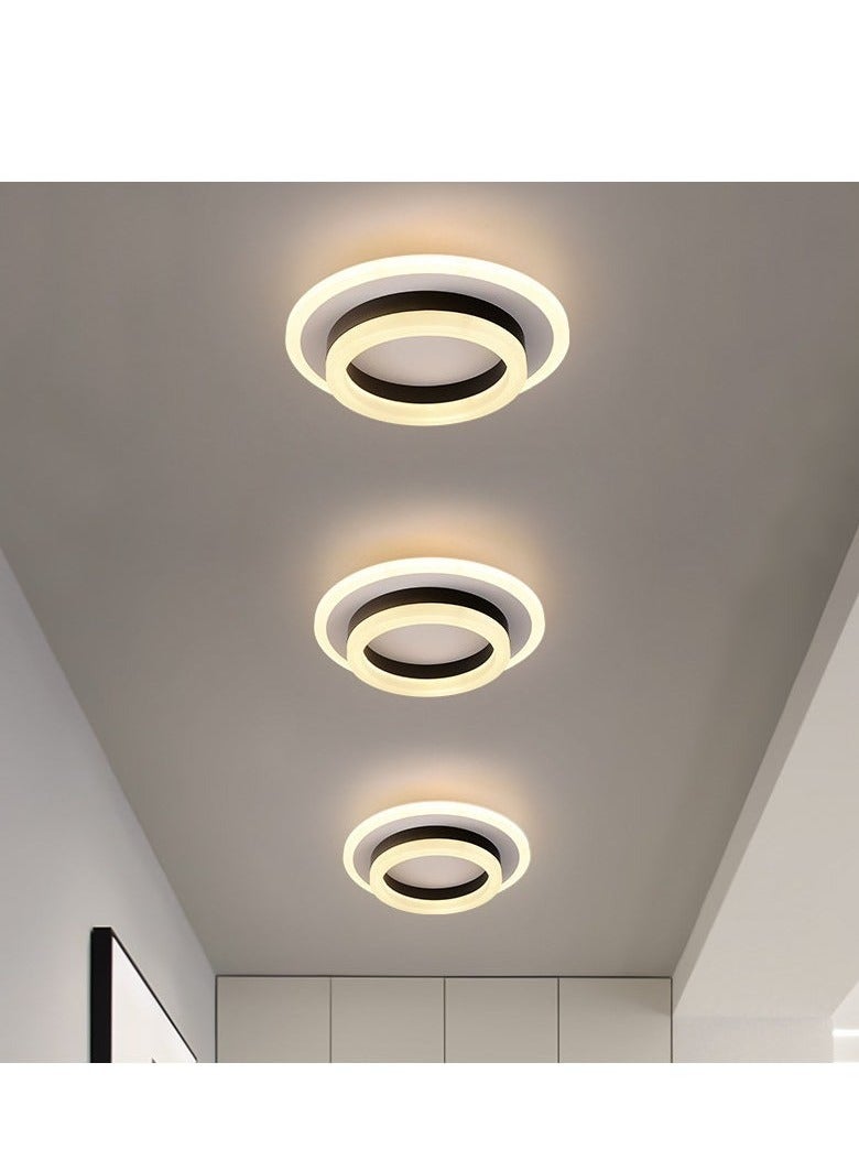 XiuWoo Round Modern Led Ceiling Light Fixture, Three-color lighting 20W LED Flush Mount Ceiling Lamp, Black Small Hallway Ceiling Light for Dining Room Bedroom Kitchen Bathroom Entryway - Image 3