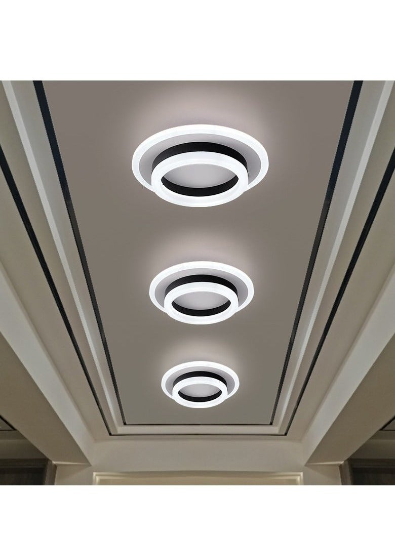 XiuWoo Round Modern Led Ceiling Light Fixture, Three-color lighting 20W LED Flush Mount Ceiling Lamp, Black Small Hallway Ceiling Light for Dining Room Bedroom Kitchen Bathroom Entryway - Image 2