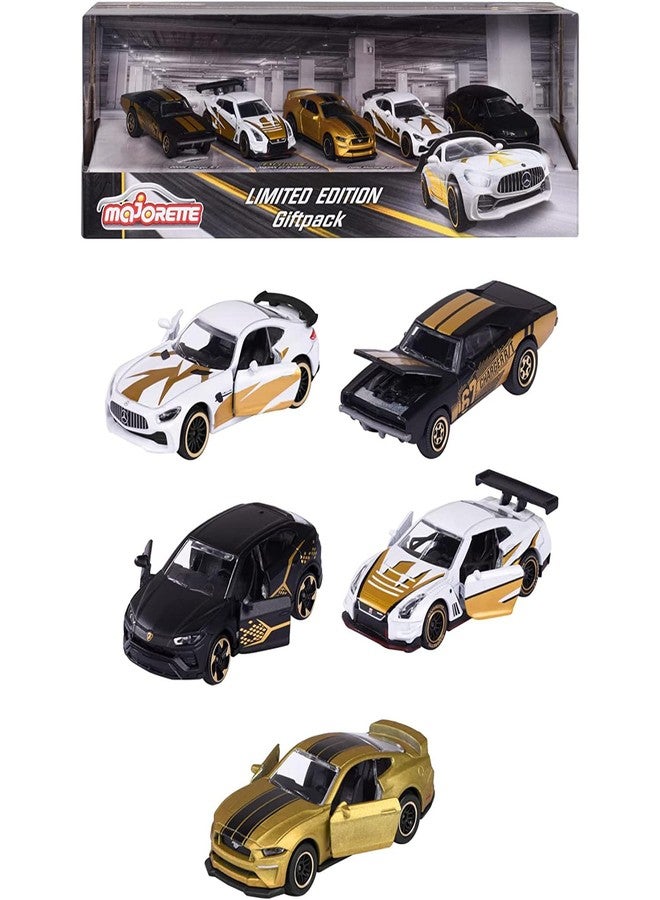 Majorette - Limited Edition 9 Gift Set - 5 Small Model Cars with Gold Design, for Children Aged 3 and Above, Toy Cars with Rotating Wheels and Suspension, Includes 2 Exclusive car Models - Image 1