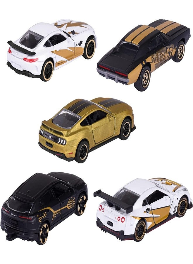 Majorette - Limited Edition 9 Gift Set - 5 Small Model Cars with Gold Design, for Children Aged 3 and Above, Toy Cars with Rotating Wheels and Suspension, Includes 2 Exclusive car Models - Image 2