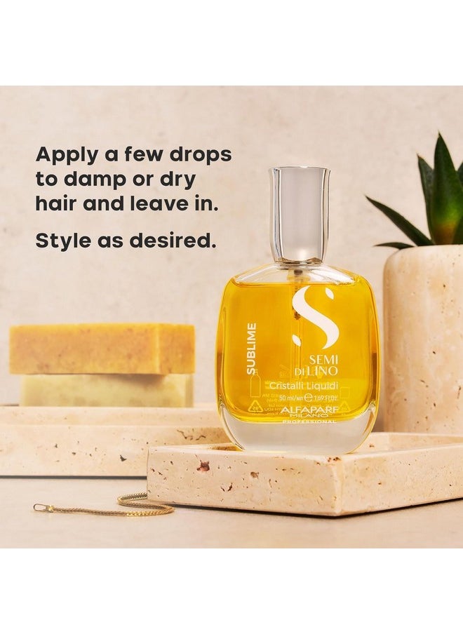 ALFAPARF MILANO Semi Di Lino Sublime Cristalli Liquidi Hair Oil Serum With Thermal Protection - Anti Frizz Hair Serum & Smoothing Heat Protectant Spray With Vitamin E For Frizzy Hair (1.01 Oz / 30 Ml)  - Image 2