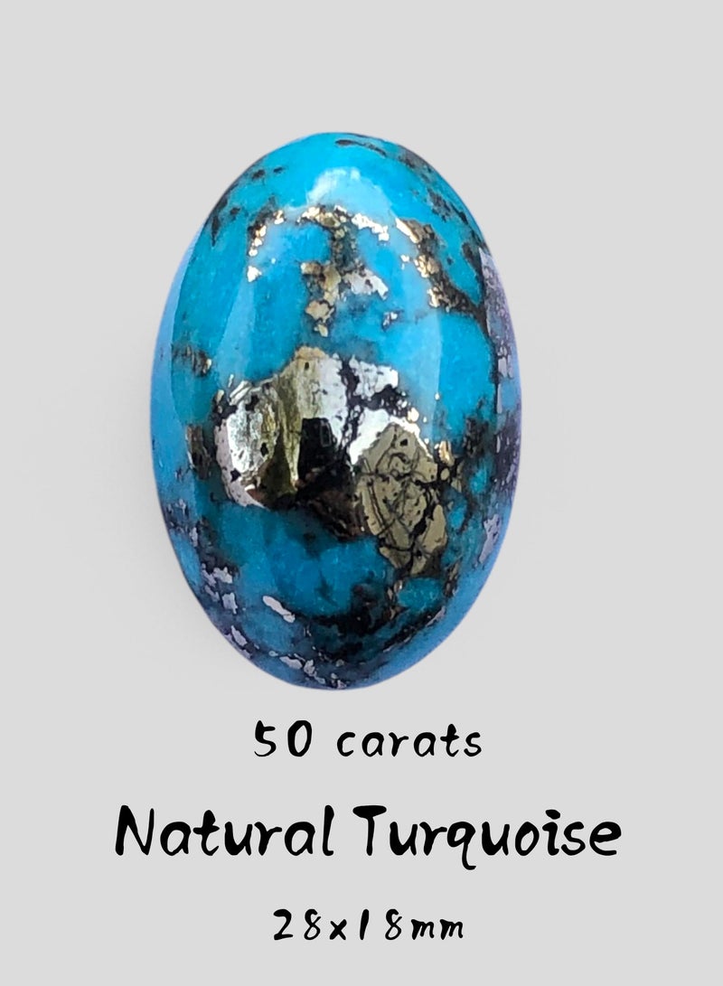 HADIGEMS December Birthstone - Natural Turquoise with Pyrite - 50 carats - 28x18mm - Image 2
