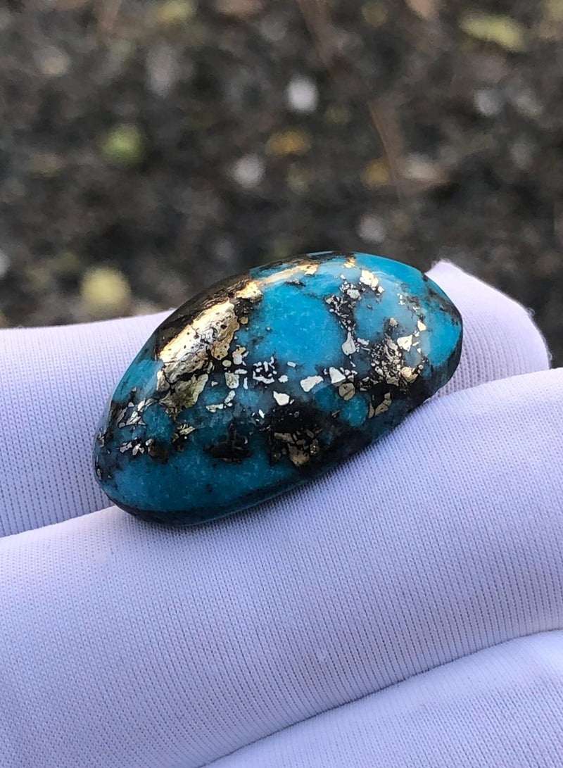 HADIGEMS December Birthstone - Natural Turquoise with Pyrite - 50 carats - 28x18mm - Image 3