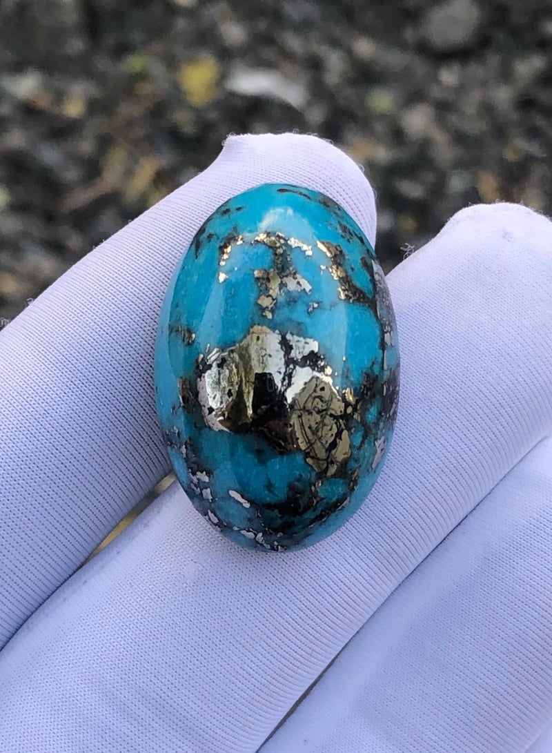 HADIGEMS December Birthstone - Natural Turquoise with Pyrite - 50 carats - 28x18mm - Image 4
