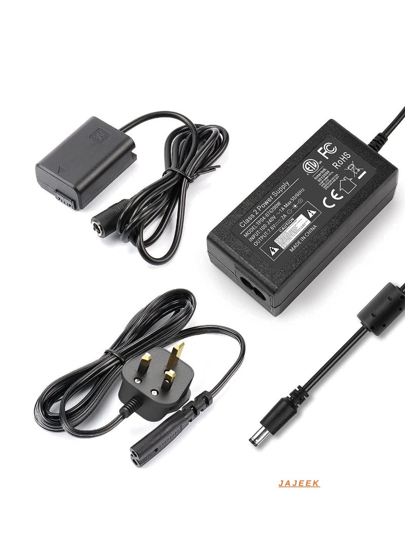 JAJEEK AC PW20 Power Supply Adapter & NP-FW50 Dummy Battery Kit for Sony Alpha Cameras – Continuous Power for A6500, A6400, A6300, A6100, A6000, A5100, A7 Series, RX10, ZV-E10 - Image 1