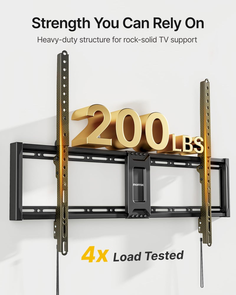 monTEK Heavy Duty Fixed TV Wall Mount for 43â€“100 Inch TVs up to 200 lbs, 1.2" Ultra Slim Low Profile Wall Mount Bracket, Max VESA 800x600mm, Fits 16"/18"/24"/32" Wood Studs, Secure Space-Saving Design - Image 3