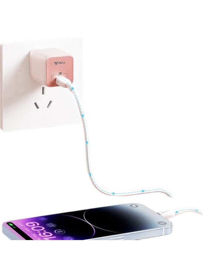Bull C-C Male To Male Fast Charging Cable, Ctoc 3A/60W Max/1M/Compatible With Iphone 15/Huawei/Xiaomi/Tablets/Laptops, Cotton Candy Pink - Image 2