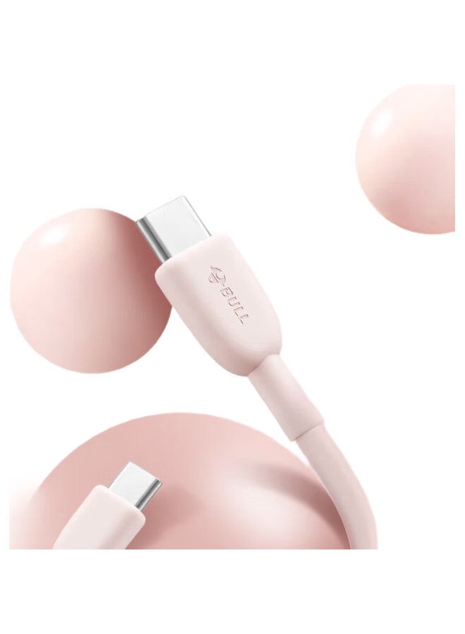 Bull C-C Male To Male Fast Charging Cable, Ctoc 3A/60W Max/1M/Compatible With Iphone 15/Huawei/Xiaomi/Tablets/Laptops, Cotton Candy Pink - Image 1