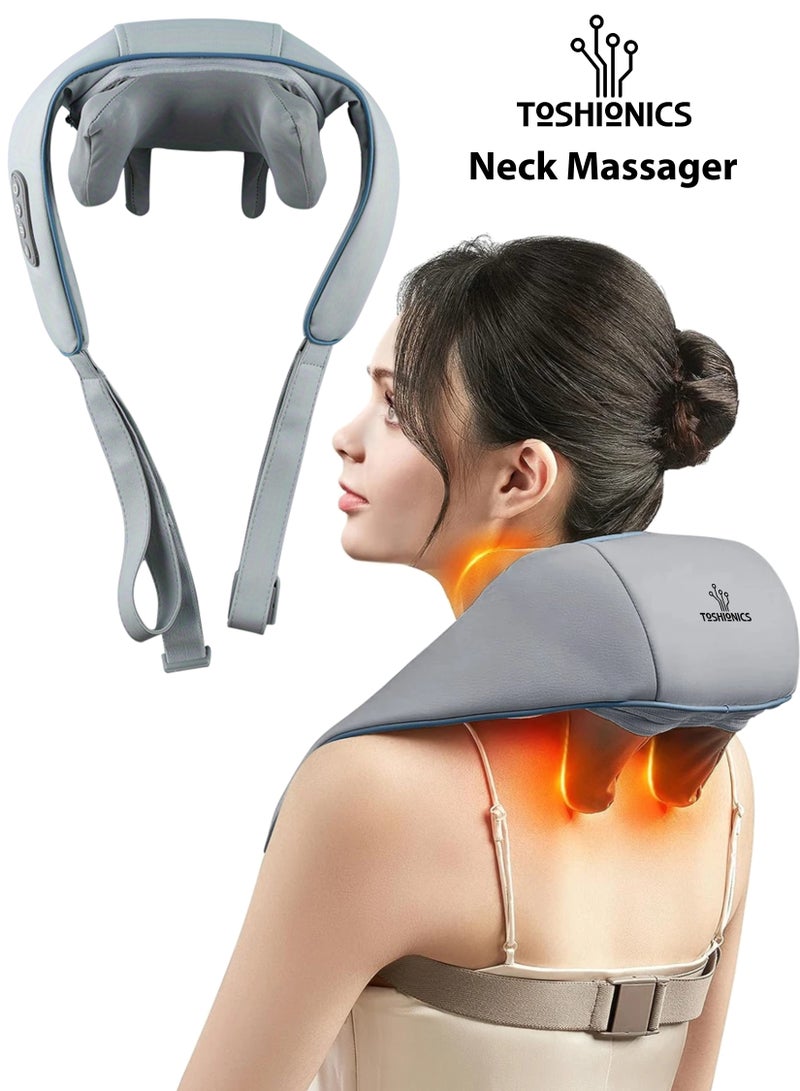 Toshionics Portable Electric Shoulder Neck Massager Shiatsu With Heat Relieve Tension Target Acupoints Massage 6D Extra Large Massage Head Ideal For Pain Relief Muscle Relaxation Stress Rechargeable With Type c - Image 1
