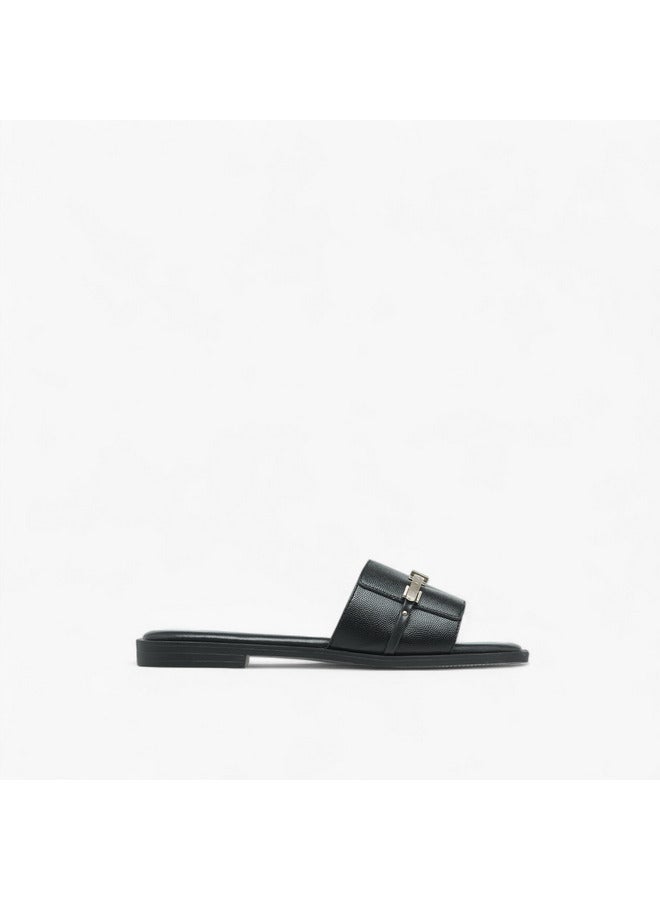 Flora Bella By Shoexpress Women Metal Accent Slip-On Flat Sandals - Image 3