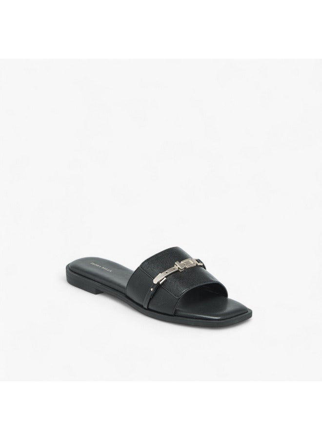 Flora Bella By Shoexpress Women Metal Accent Slip-On Flat Sandals - Image 2