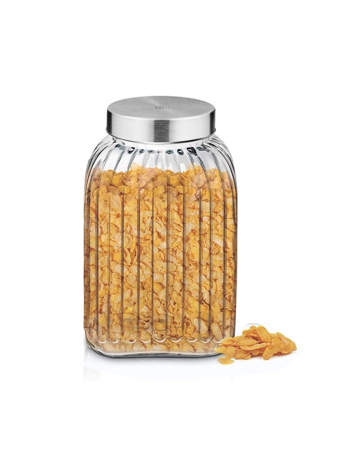 Treo By Milton Bruno Storage Container, Glass Jar with Air Tight Steel Lid, 4800 ml, 1 Piece, Transparent Jar for Snacks, Pulses, Masala, Pickles, Cereals, Cookies, Dry Food - Image 1