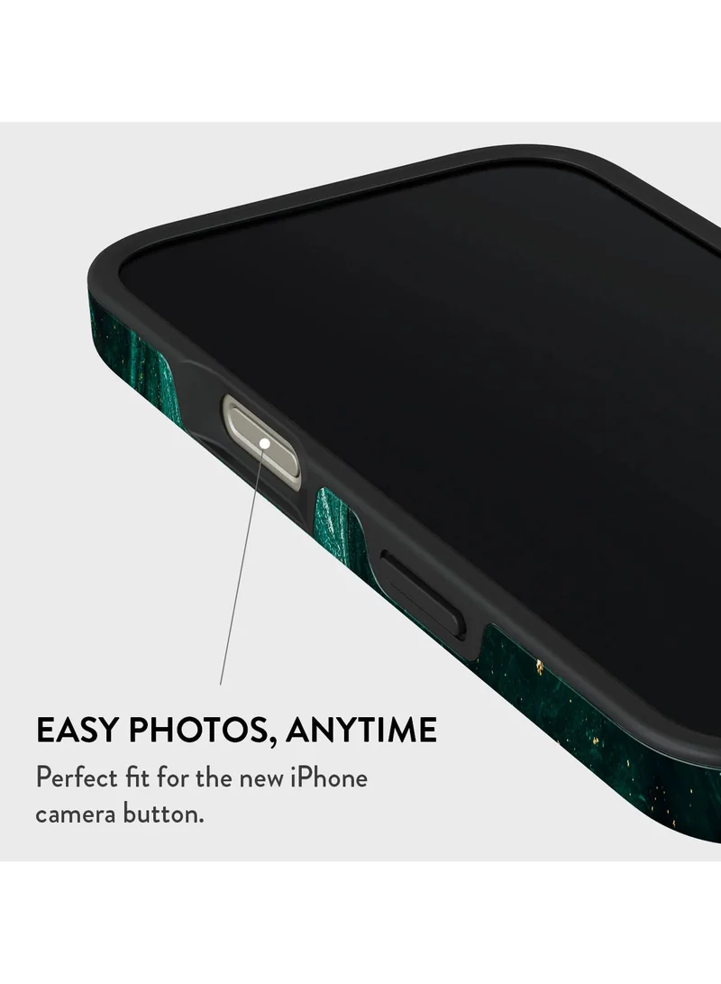 BURGA iPhone 16 Pro Max Case, 2 Piece Hard Shell + TPU Silicone Interior, Shock Absorption, All Port Accessible, Raised Bezel For Screen & Camera Protection, Never Fading HQ Print, Emerald Pool