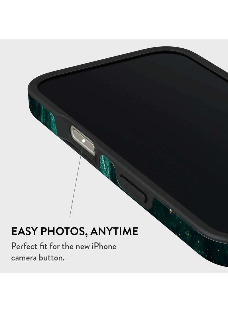 BURGA - iPhone 16 Pro Max Case, 2 Piece Hard Shell + TPU Silicone Interior, Shock Absorption, All Port Accessible, Raised Bezel For Screen & Camera Protection, Never Fading HQ Print, Emerald Pool - Image 1