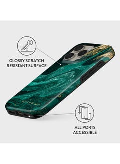 BURGA iPhone 16 Pro Max Case, 2 Piece Hard Shell + TPU Silicone Interior, Shock Absorption, All Port Accessible, Raised Bezel For Screen & Camera Protection, Never Fading HQ Print, Emerald Pool  - Image 3