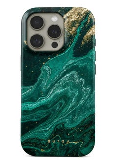 BURGA iPhone 16 Pro Max Case, 2 Piece Hard Shell + TPU Silicone Interior, Shock Absorption, All Port Accessible, Raised Bezel For Screen & Camera Protection, Never Fading HQ Print, Emerald Pool  - Image 1