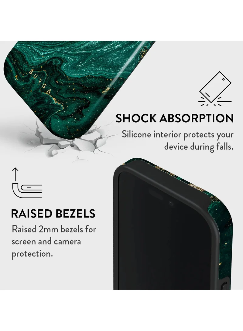 BURGA iPhone 16 Pro Max Case, 2 Piece Hard Shell + TPU Silicone Interior, Shock Absorption, All Port Accessible, Raised Bezel For Screen & Camera Protection, Never Fading HQ Print, Emerald Pool