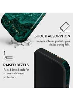 BURGA iPhone 16 Pro Max Case, 2 Piece Hard Shell + TPU Silicone Interior, Shock Absorption, All Port Accessible, Raised Bezel For Screen & Camera Protection, Never Fading HQ Print, Emerald Pool  - Image 4