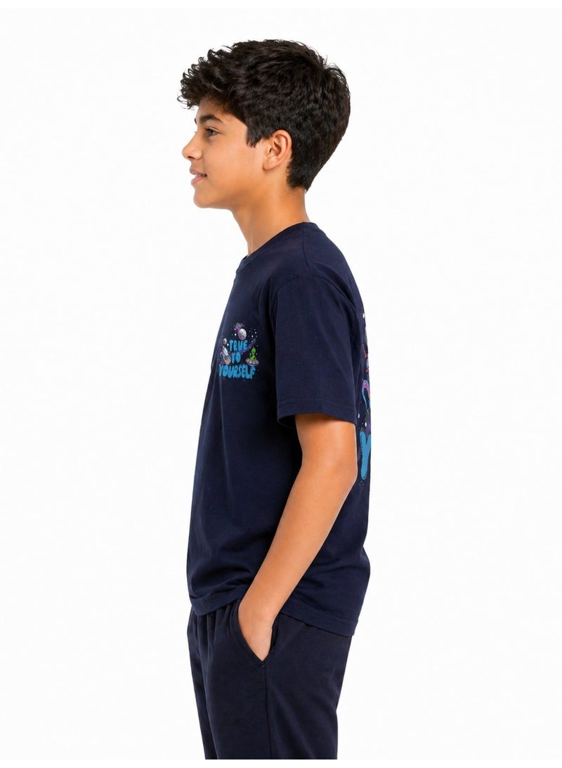 Caesar Boys' Lycra short-sleeved t-shirt with prints on the chest and back - Image 3