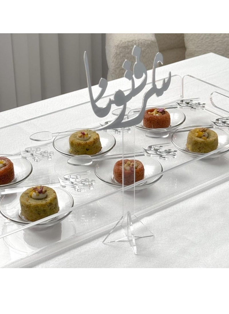 حكاية شمعة تحفة ترحيبيه بعبارة شرفتونا | شفاف وفضي  - Image 1