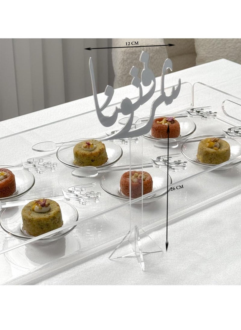 حكاية شمعة تحفة ترحيبيه بعبارة شرفتونا | شفاف وفضي  - Image 2