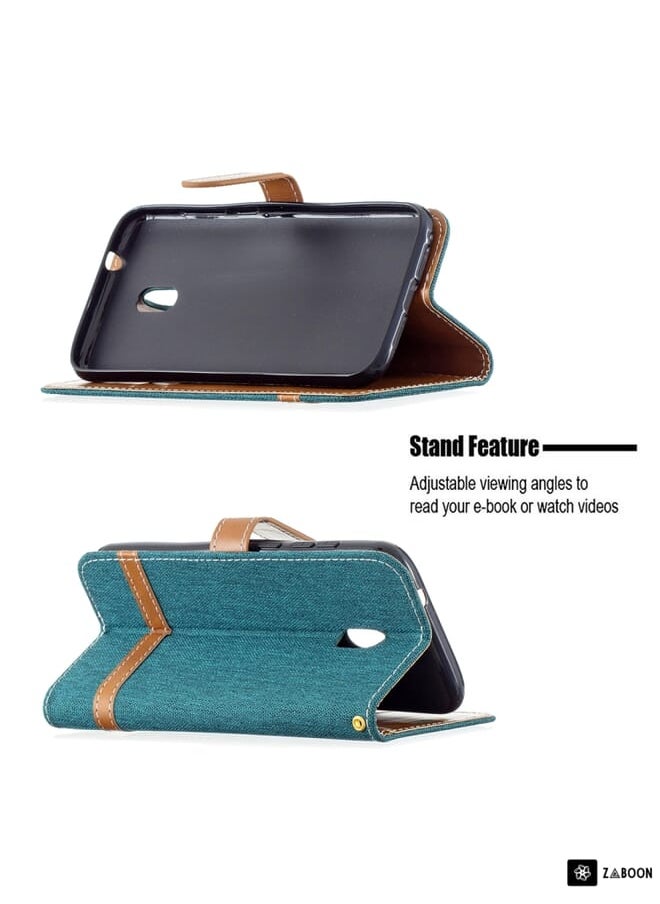 Protective Case Cover For Nokia C1 Plus Color Matching Denim Texture Horizontal Flip Leather Case with Holder & Card Slots & Wallet & Lanyard