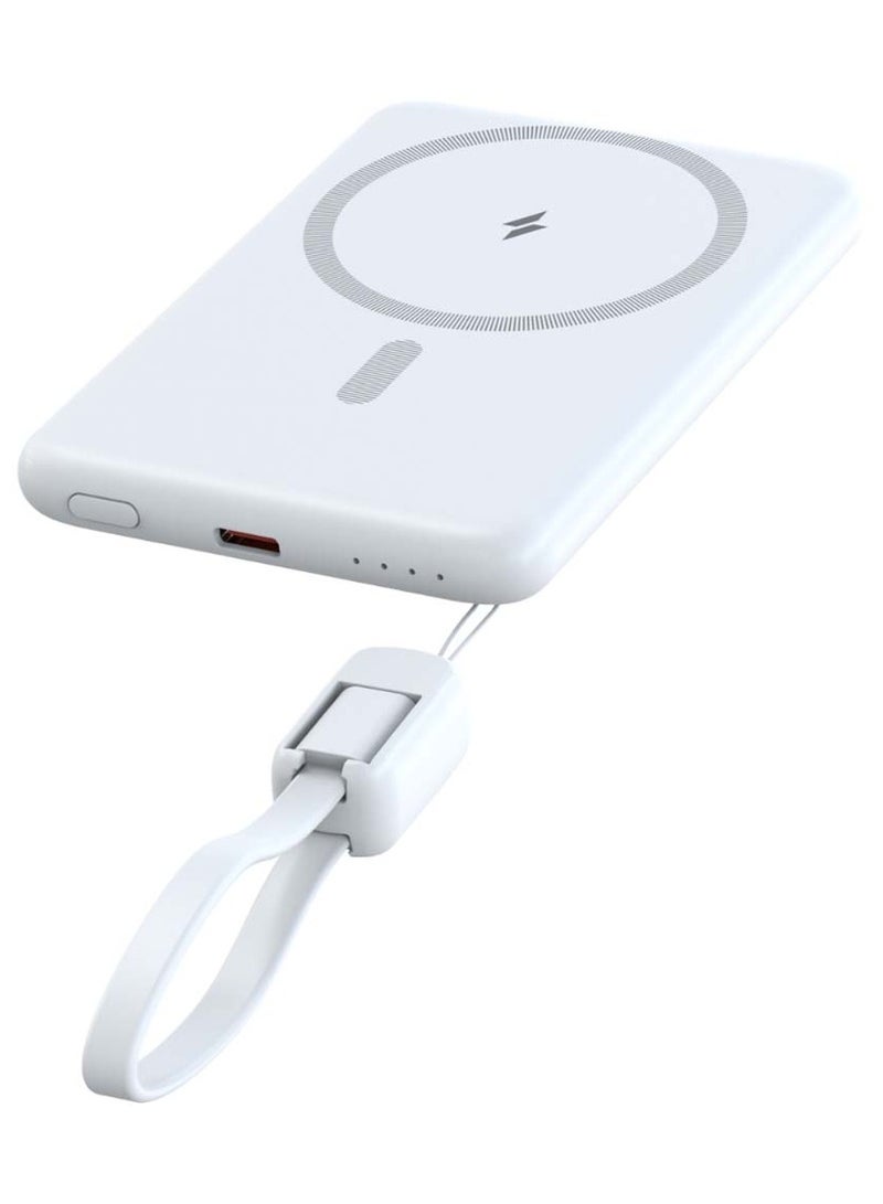 G-Tab جهاز G-Tab MINI50 بنك طاقة مغناطيسي - 5000mAh شاحن محمول متوافق مع MagSafe لسلسلة iPhone 12-15 | شحن لاسلكي Qi، مؤشر LED للبطارية، تصميم نحيف، وحماية مدمجة للسلامة للطاقة أثناء التنقل - Image 1