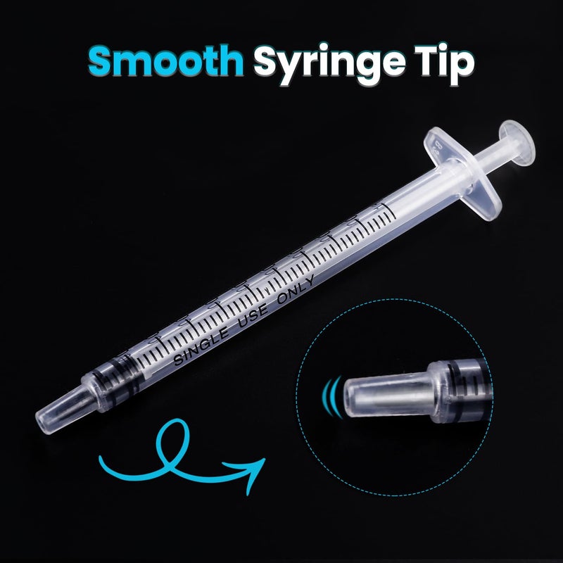 TENKAIWICK 120 PCS 1ml Syringe with Cap for Liquid, Oral Syringes without Needle for Medicine Dropper, Colostrum Collect, Feeding Pets, Liquid Measuring, Individually Sealed, Luer Slip - Image 4