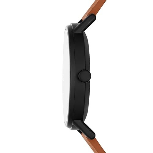 Skagen ساعة سكاجن للرجال كابل ذات اليدين الفرعية السوداء من الفولاذ المقاوم للصدأ وحزام الجلد البني (الموديل: SKW6889) - Image 2