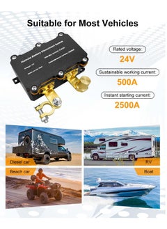SYOSI DC 24V 500A Remote Battery Disconnect Switch, Intelligent Kill Switch for Car, Truck, RV, Boat, Marine, Anti-Theft Battery Cut-Off with 2 Wireless Remote Controls  - Image 3