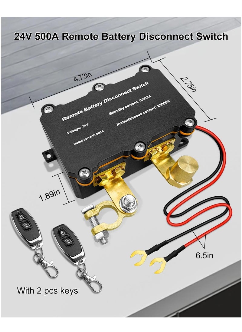 SYOSI - DC 24V 500A Remote Battery Disconnect Switch, Intelligent Kill Switch for Car, Truck, RV, Boat, Marine, Anti-Theft Battery Cut-Off with 2 Wireless Remote Controls - Image 1