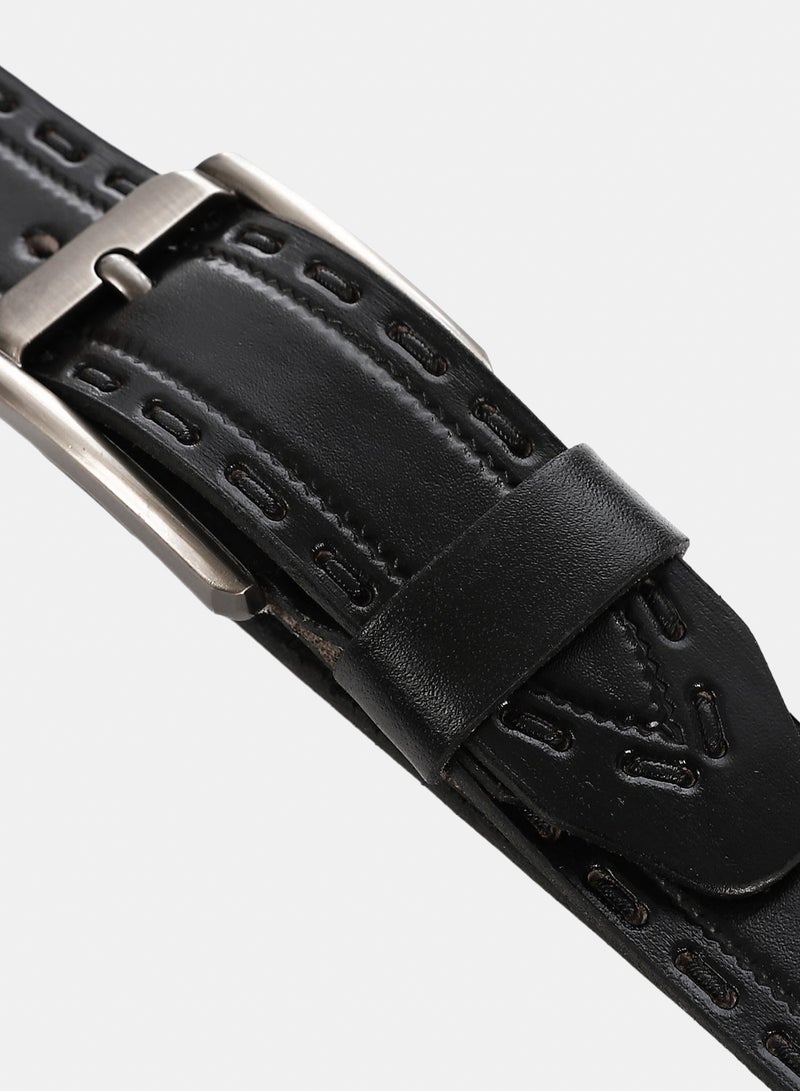 Andora Leather Belt For Men - Black - Image 2