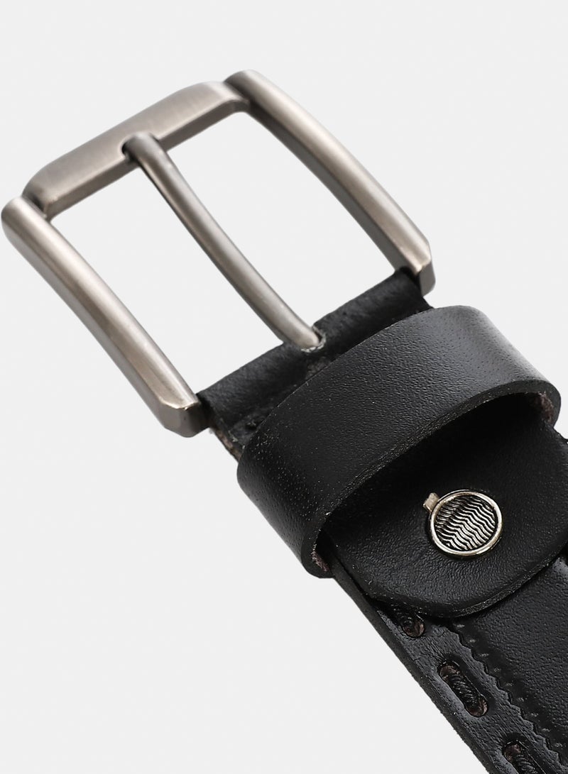 Andora Leather Belt For Men - Black - Image 3