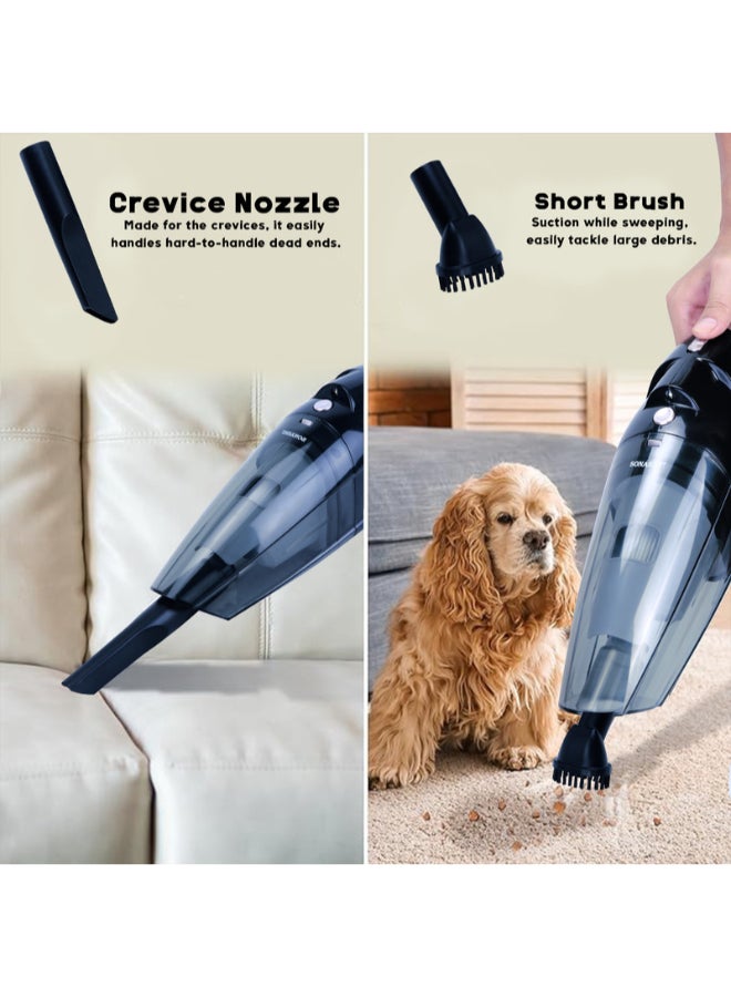 SONASHI Rechargeable Vacuum Cleaner Portable Design With Wet & Dry Functionality, With HEPA Filter And Easy Charging Slots, Continuous Working Of 22 Mins, Perfect Hoover For Home And Car 80 W SRVC-9037 Black - Image 5