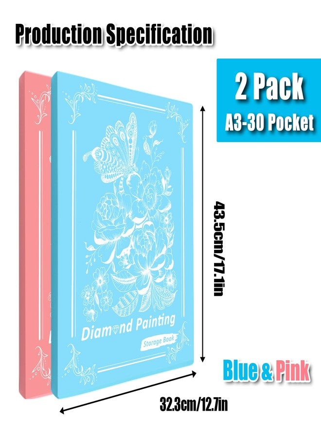 MUFEKUM 2 Pack A3 Storage Book for Diamond Painting, Diamond Art Portfolio Folder with 30 Pocket, Diamond Art Storage Book for 12”x16” Diamond Painting Photo Picture - Image 2