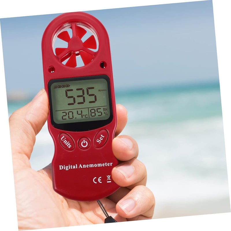 Red GLEAVI Digital Thermohygrometer Anemometer Accurate Temperature Humidity Wind Velocity Monitor - Image 5