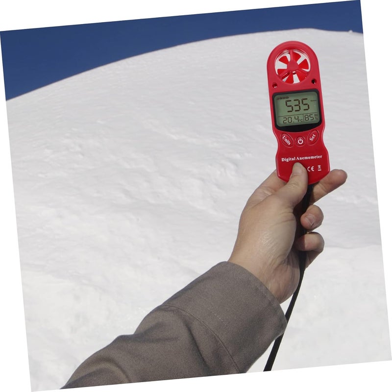Red GLEAVI Digital Thermohygrometer Anemometer Accurate Temperature Humidity Wind Velocity Monitor - Image 3
