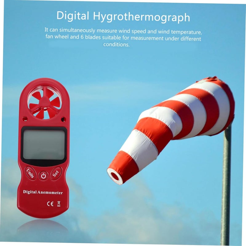 Red GLEAVI Digital Thermohygrometer Anemometer Accurate Temperature Humidity Wind Velocity Monitor - Image 4
