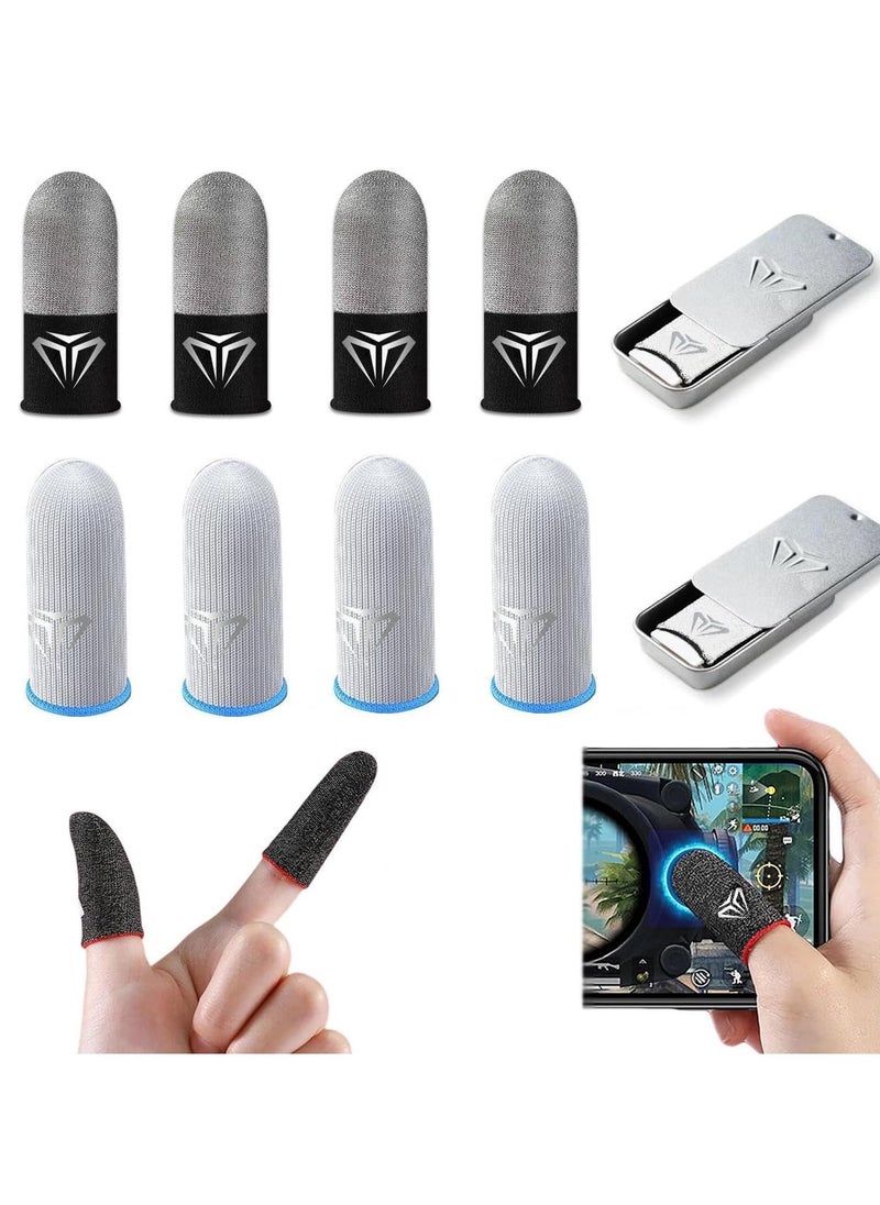 ماركة غير محددة 4Pairs Mobile Phone Gaming Finger Sleeves, Finger Sleeves Compatible with All Touchscreen Devices with 2pcs Metal Storage Case  - Image 1