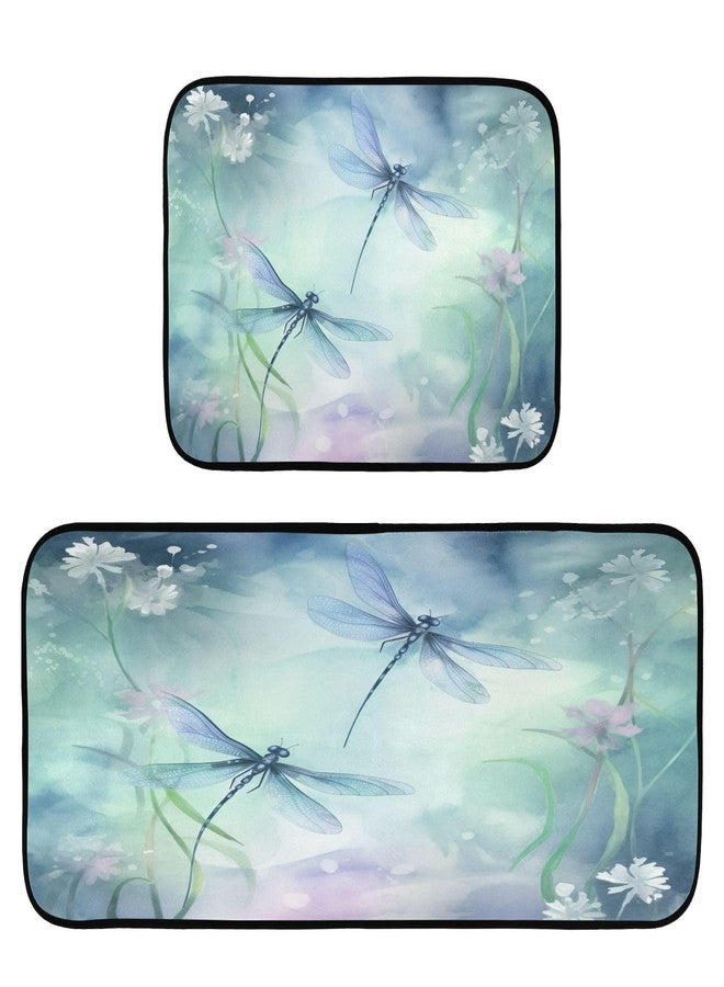 YETTASBIN Dragonfly Kitchen Rugs Set of 2, Waterproof Non-Slip Large Floor Mat Anti Fatigue Standing Mat for Office, Sink, Kitchen, Bedroom, Bathroom, Laundry - Image 1