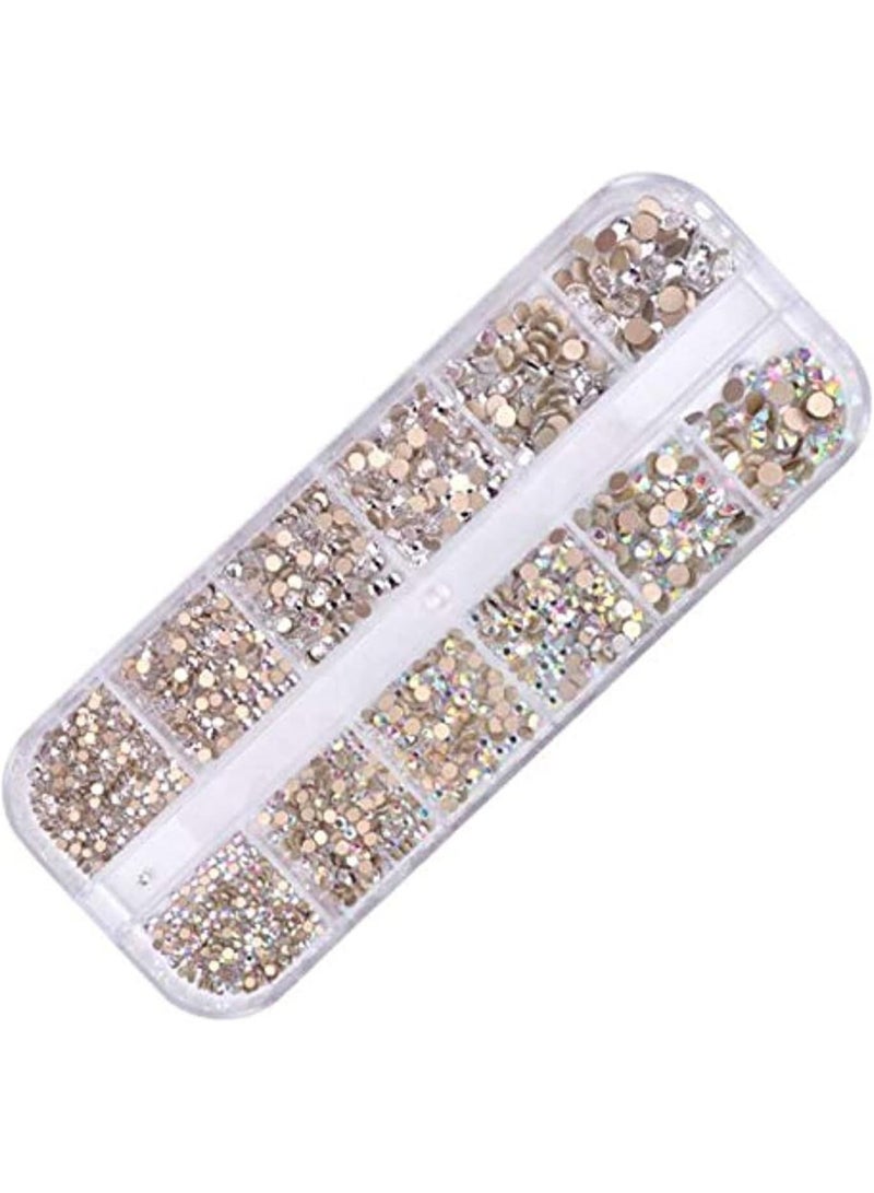 أوريتي Oriti 2 ألوان بلورات ab فن الأظافر حجر الراين حبات مستديرة الدرجة الأولى مسطحة الزجاج سحر الأظافر الديكور الأحجار الكريمة - Image 1