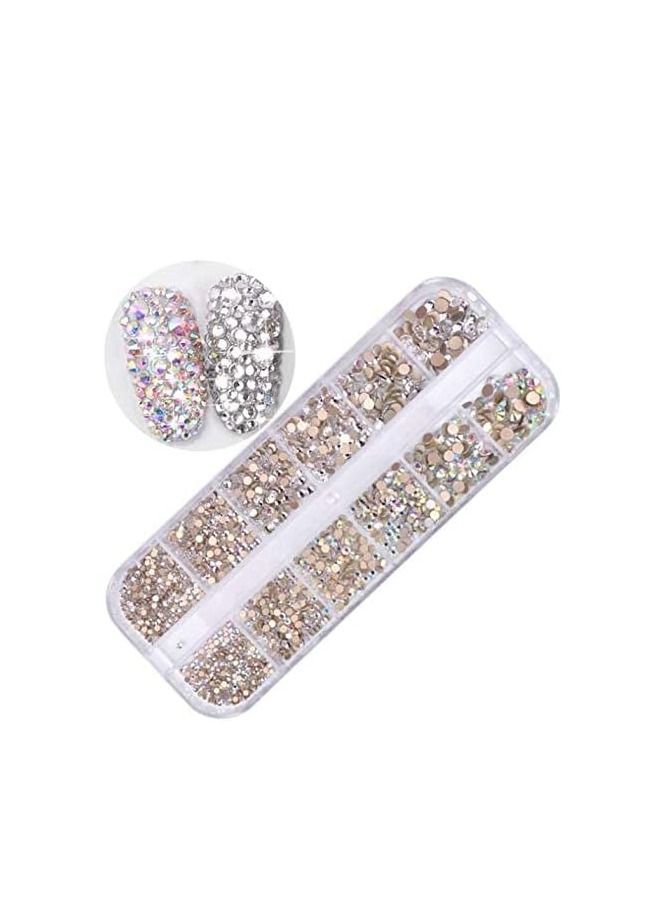 أوريتي Oriti 2 ألوان بلورات ab فن الأظافر حجر الراين حبات مستديرة الدرجة الأولى مسطحة الزجاج سحر الأظافر الديكور الأحجار الكريمة - Image 4